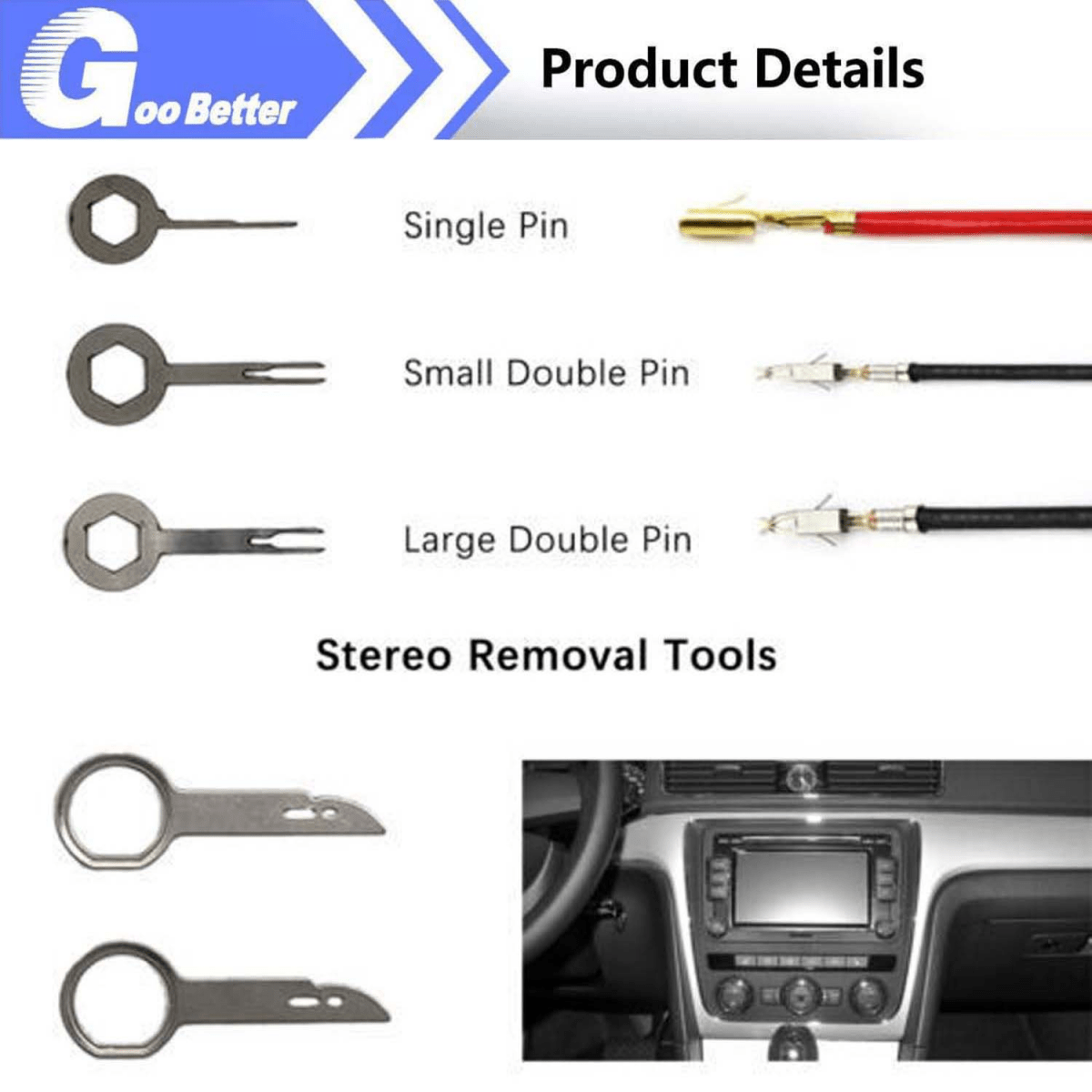 Interior Dash Part Remover Set Plastic Installer Pry Tool Kit Trim Removal Wedge - HomeDIYer