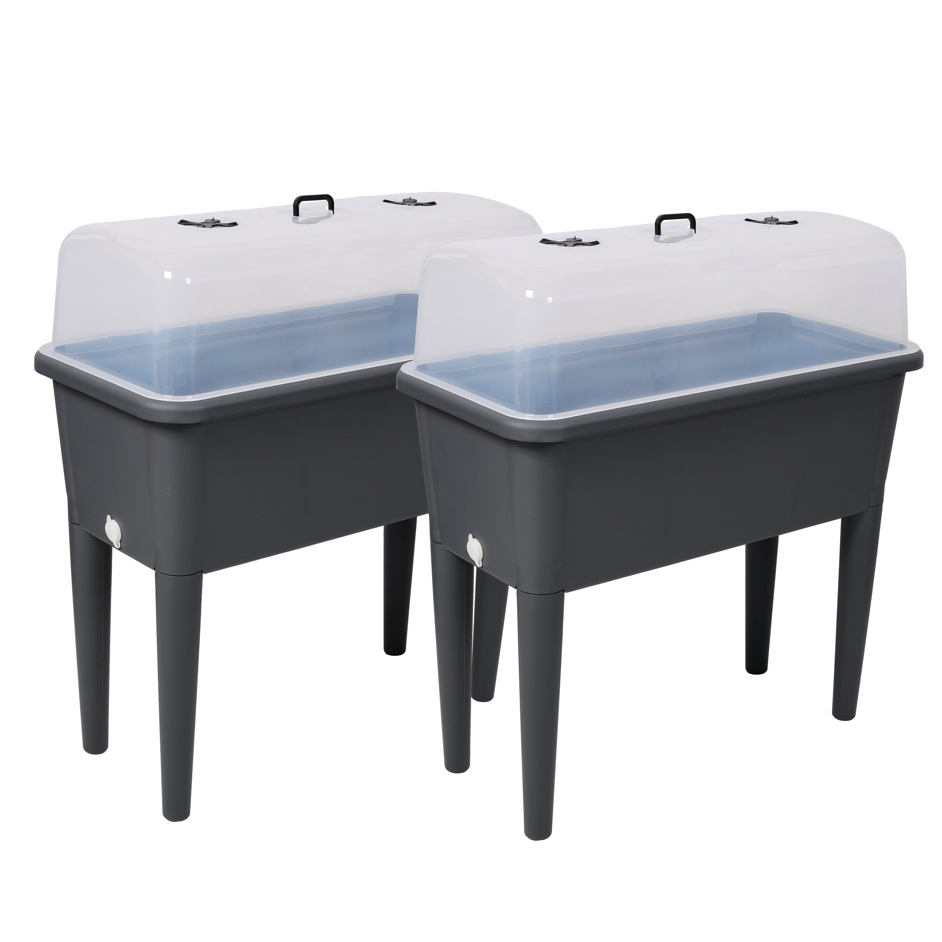 Raised Garden Bed with Greenhouse Lid 2-Pack 30x14 in Elevated Planter Box Removable Legs Deep Gray 