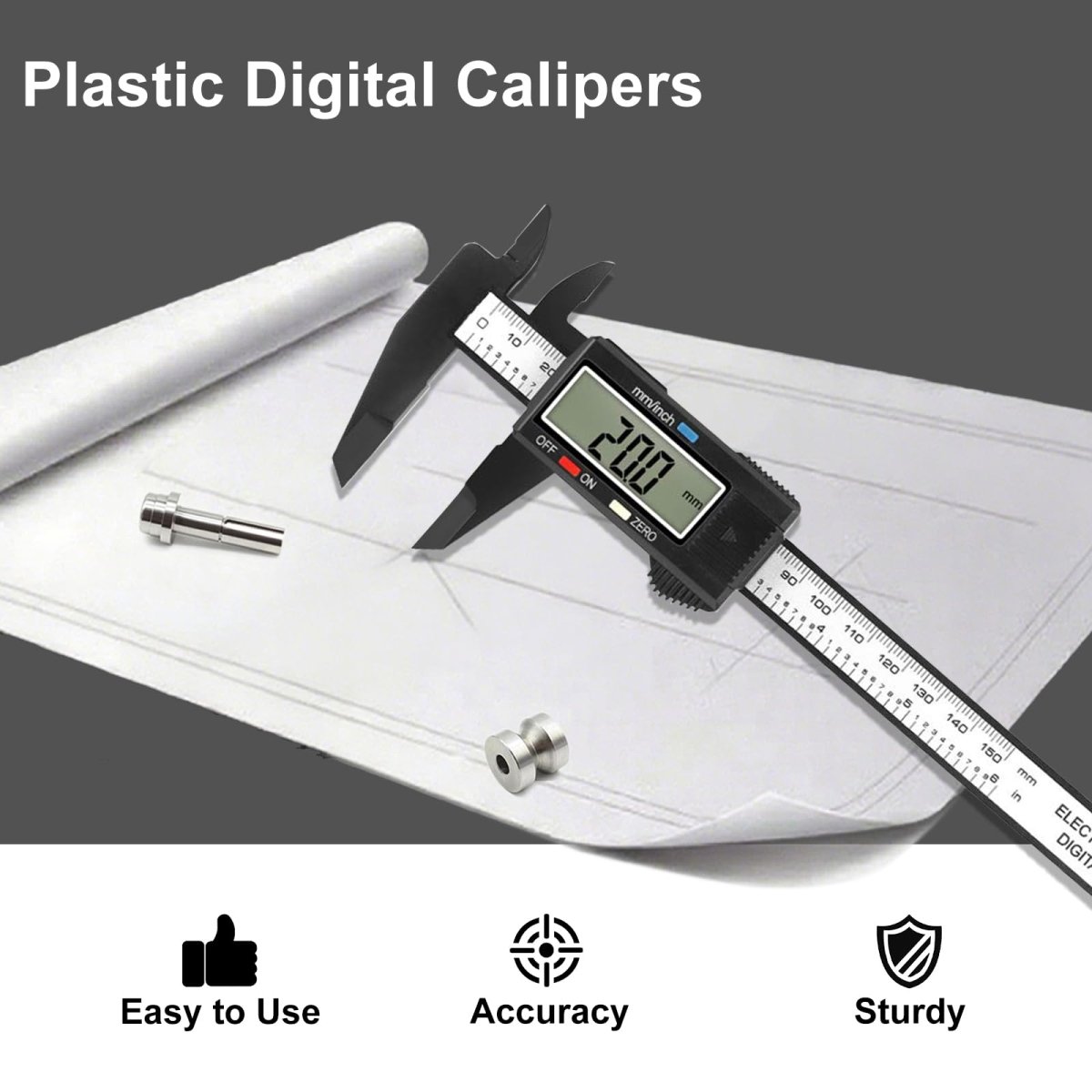 Digital Caliper 0 - 6 inches with Large LCD Screen, Auto - Off Feature, Inch and Millimeter Conversion Measuring Tool - HomeDIYer