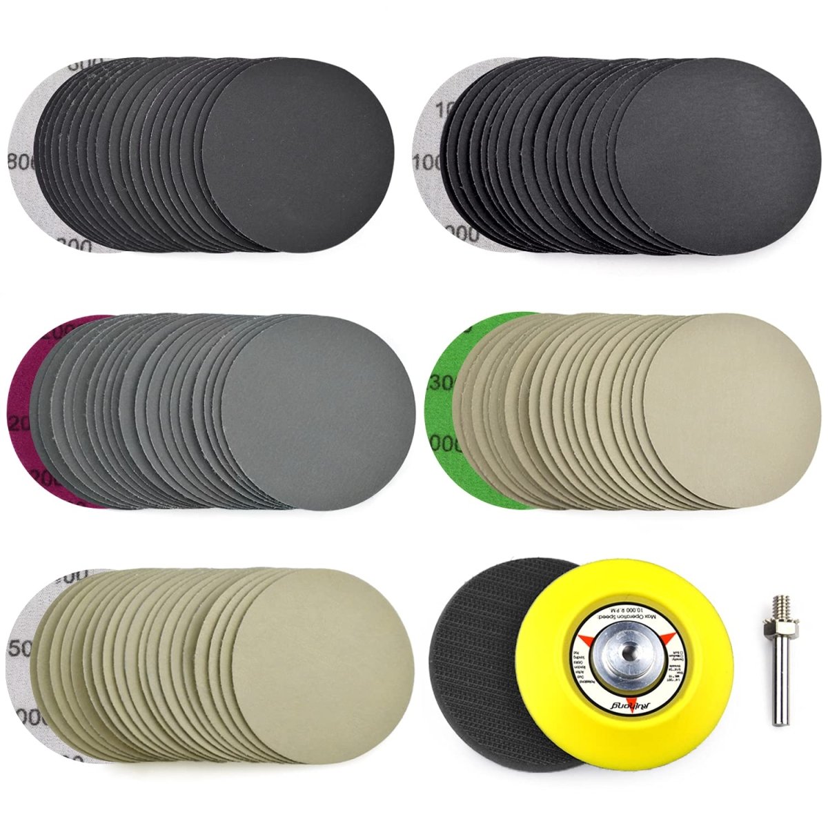 103Pcs 3 inch Sanding Discs Foam Buffing Polishing Sponge Sander Buffer Pad Kit - HomeDIYer