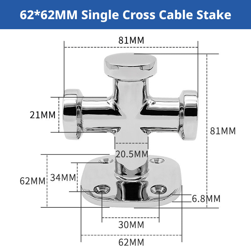316 Stainless Steel Marine Bollard - Cross Cleat & Tube Pile for Boat Docking, Ship Mooring & Dock Hardware