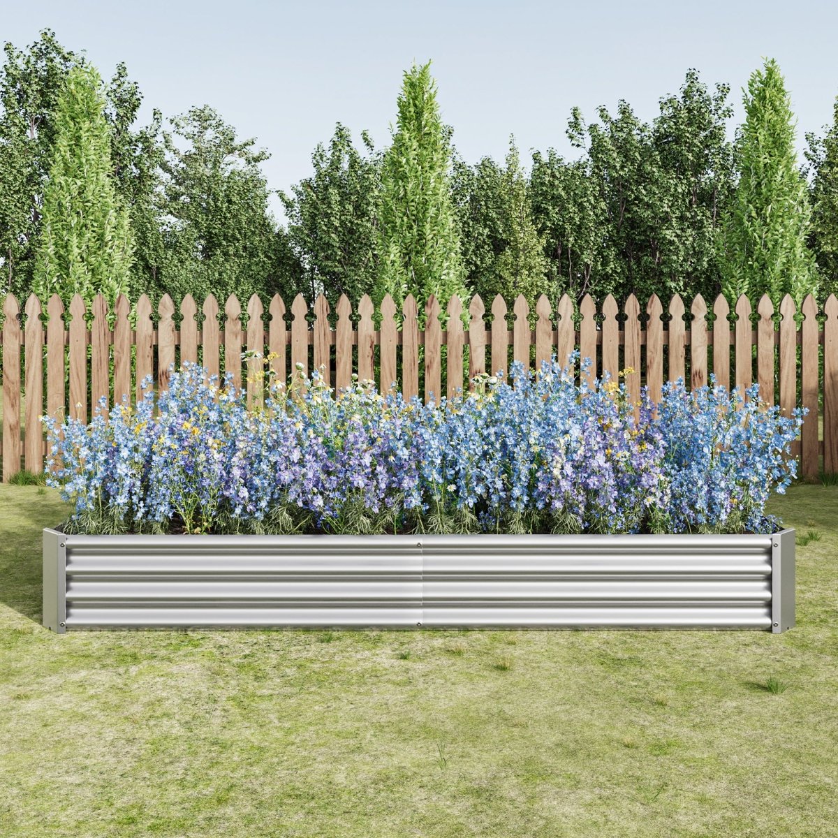 Raised Garden Bed Kit - Metal Raised Bed Garden Flower Planters, Vegetables Herb Black Green Silver - HomeDIYer