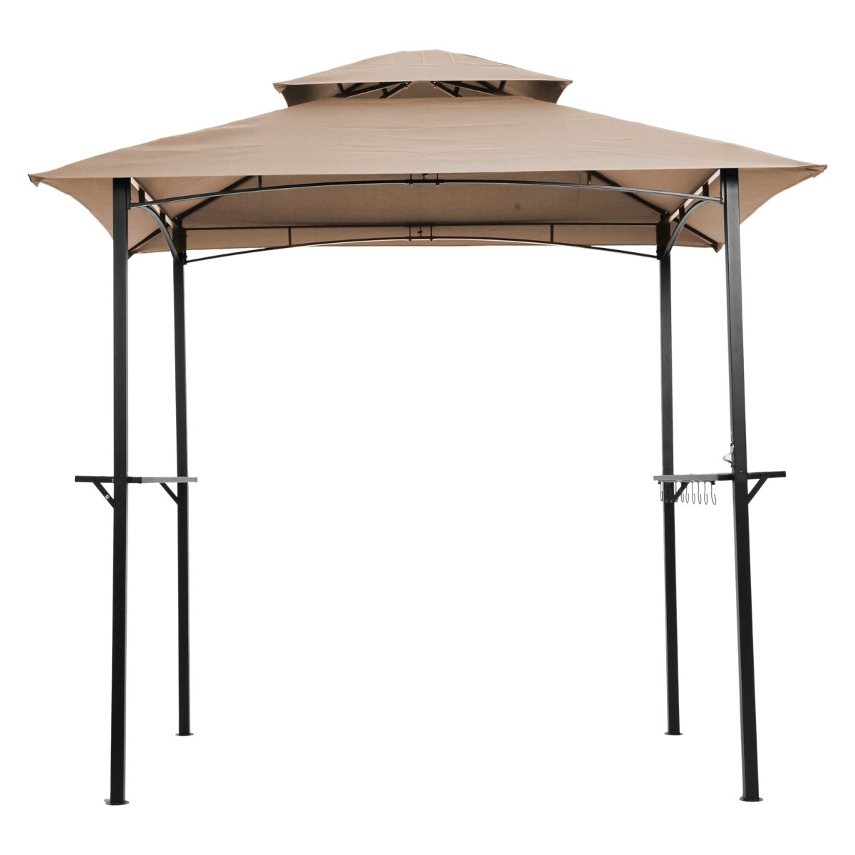 Outdoor Grill Gazebo 8 x 5 Ft, Shelter Tent, Double Tier Soft Top Canopy and Steel Frame with hook and Bar Counters - HomeDIYer