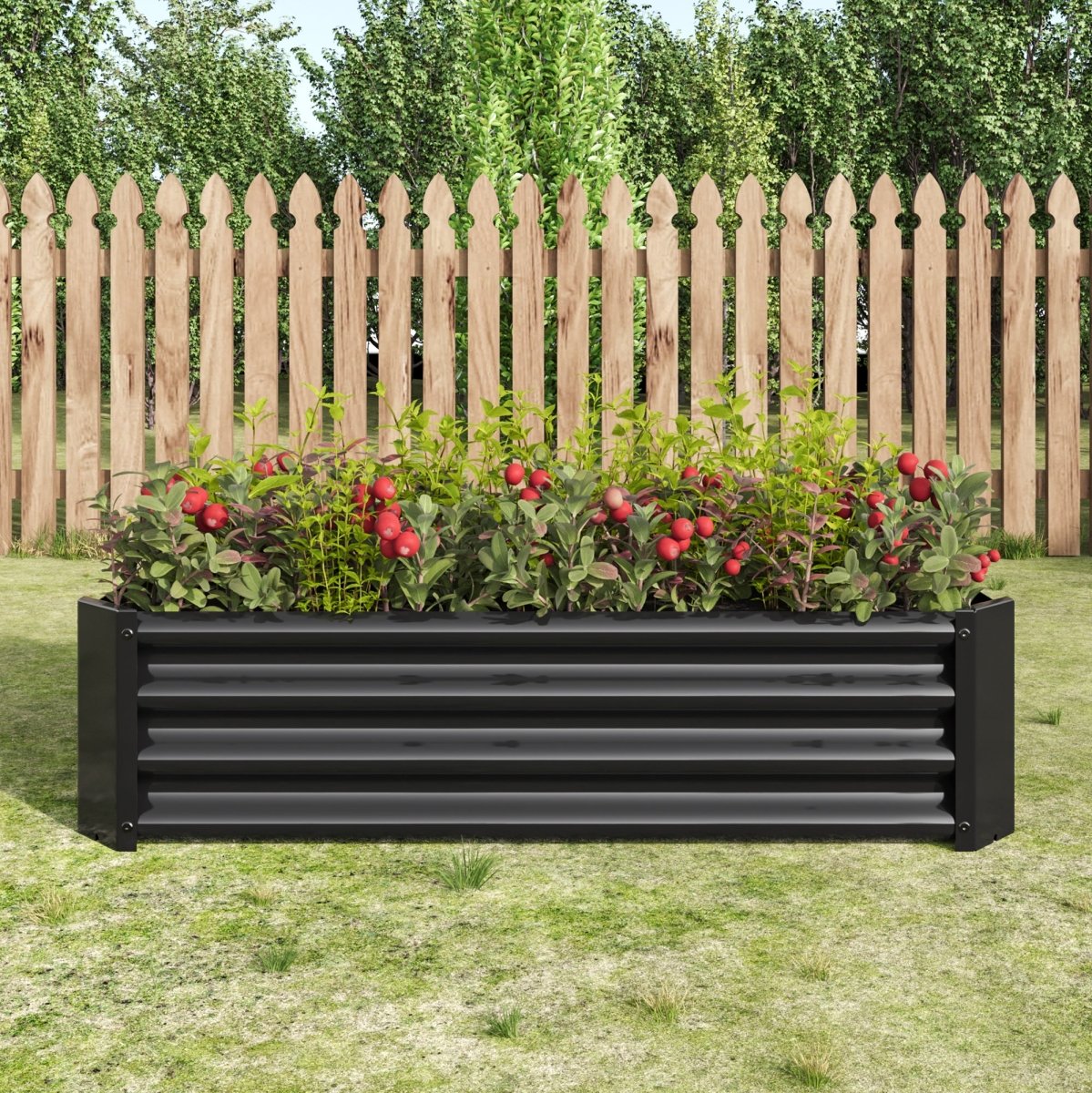 Raised Garden Bed Kit - Metal Raised Bed Garden Flower Planters, Vegetables Herb Black Green Silver - HomeDIYer