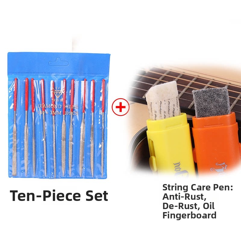 Guitar Fret & Nut Polishing File Set – 10-Piece Fretboard Groove Polishing Kit with Optional Add-Ons
