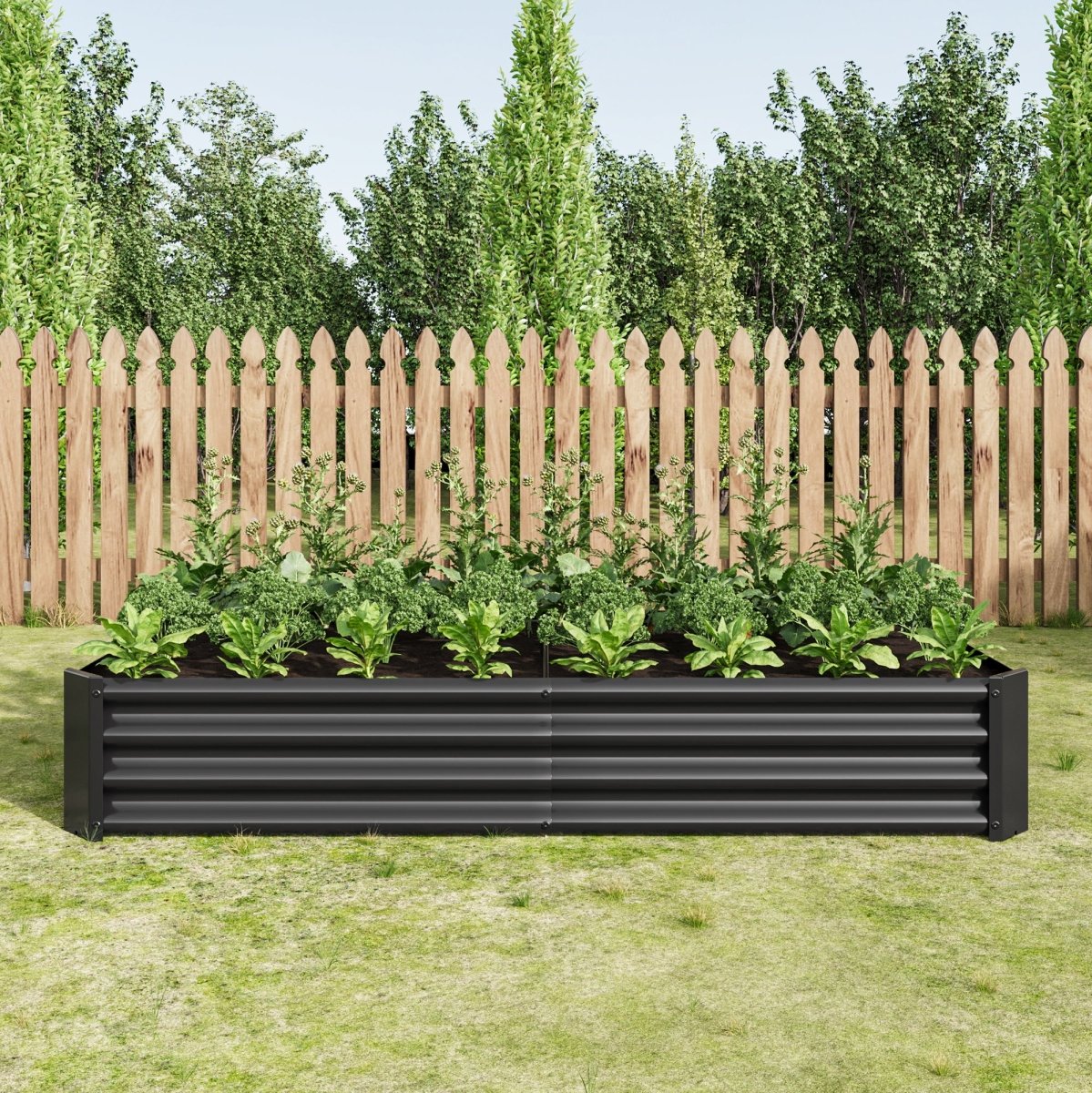 Raised Garden Bed Kit - Metal Raised Bed Garden Flower Planters, Vegetables Herb Black Green Silver - HomeDIYer