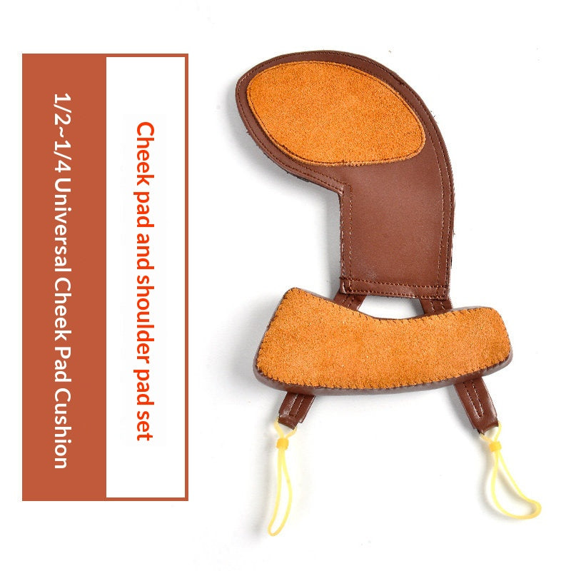 Deinmei Sheepskin Violin Shoulder Pad & Chin Rest Cushion – Breathable, Pressure‑Relieving (4/4 to 1/16, Brown/Black)