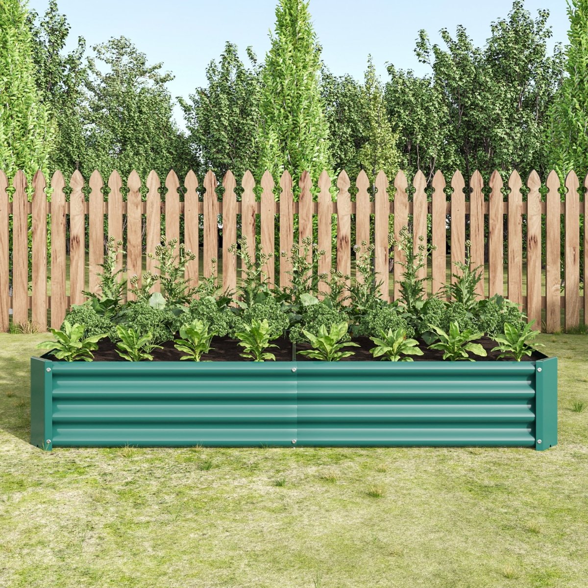 Raised Garden Bed Kit - Metal Raised Bed Garden Flower Planters, Vegetables Herb Black Green Silver - HomeDIYer