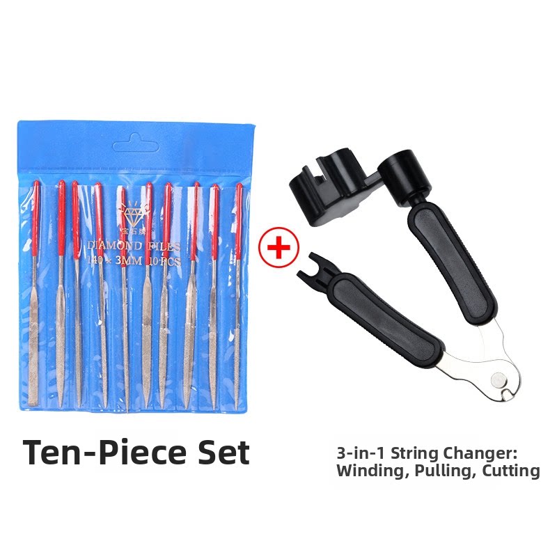 Guitar Fret & Nut Polishing File Set – 10-Piece Fretboard Groove Polishing Kit with Optional Add-Ons