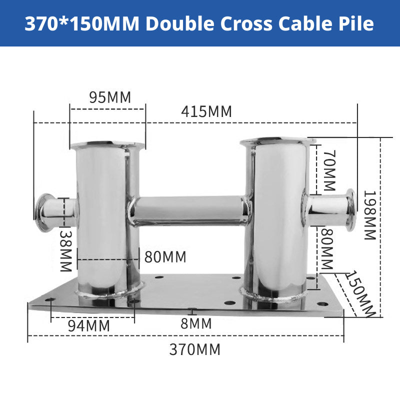 316 Stainless Steel Marine Bollard - Cross Cleat & Tube Pile for Boat Docking, Ship Mooring & Dock Hardware