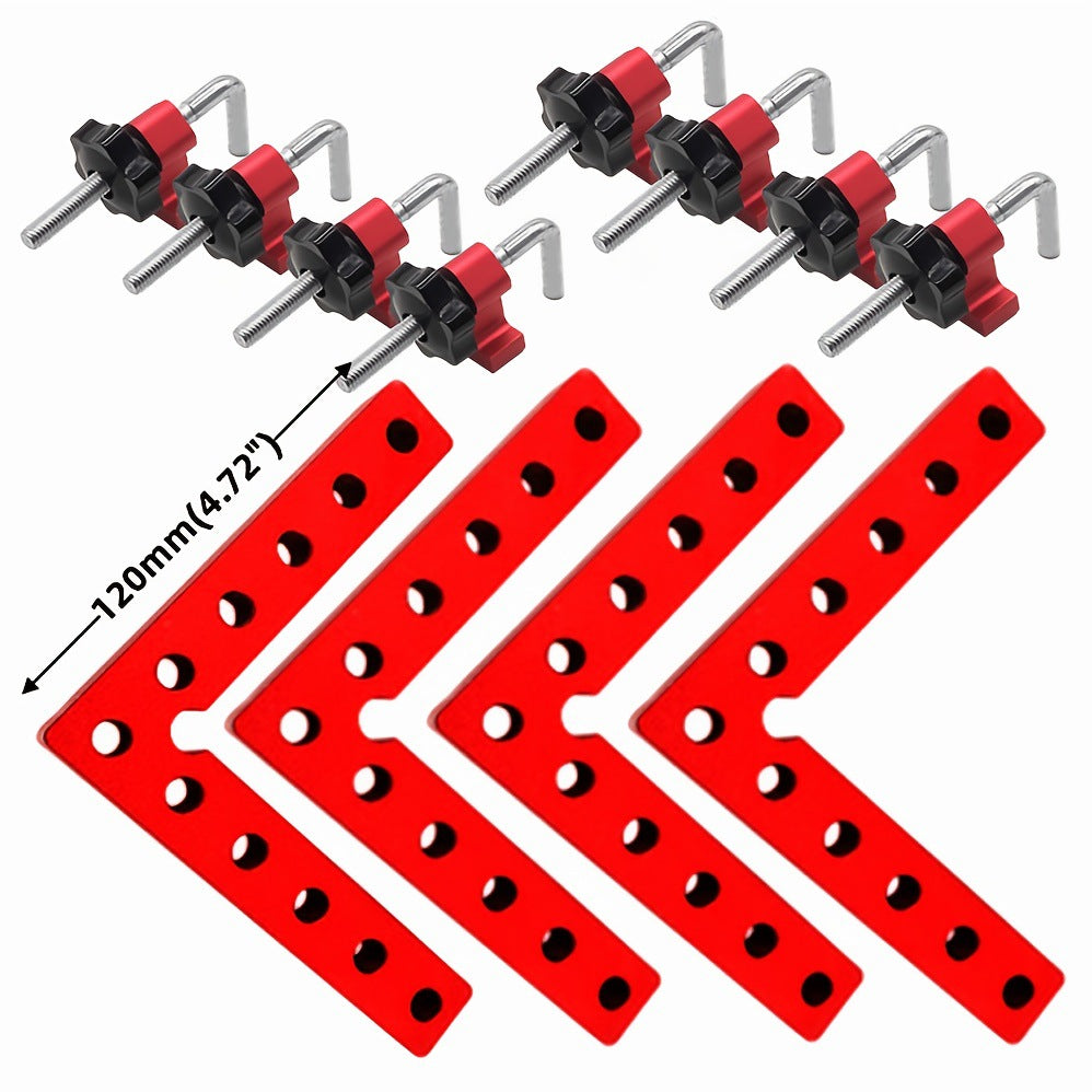 Aluminum 90-Degree Corner Clamp Kit 4-Pack 12-Piece | 120mm 140mm 160mm Woodworking L-Square