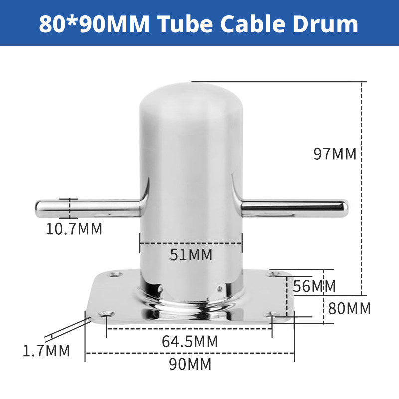 316 Stainless Steel Marine Bollard - Cross Cleat & Tube Pile for Boat Docking, Ship Mooring & Dock Hardware