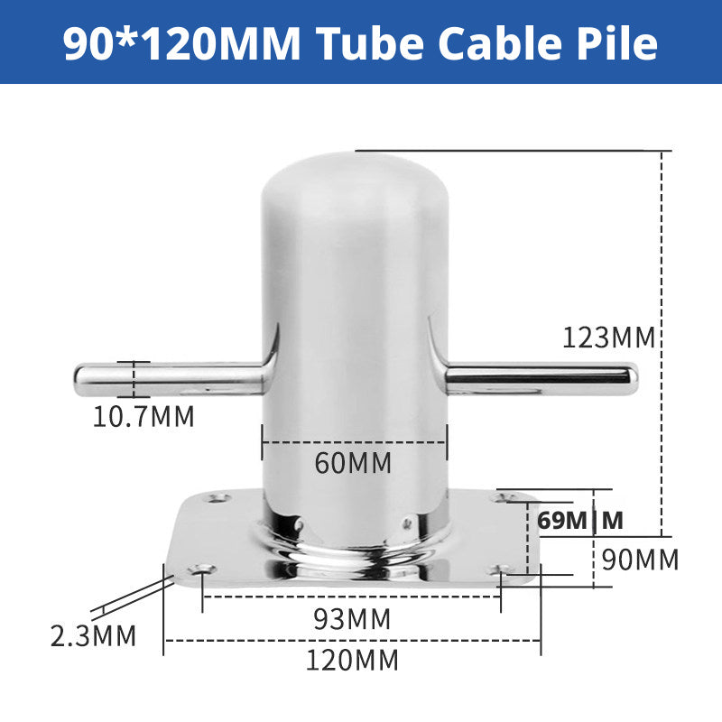 316 Stainless Steel Marine Bollard - Cross Cleat & Tube Pile for Boat Docking, Ship Mooring & Dock Hardware
