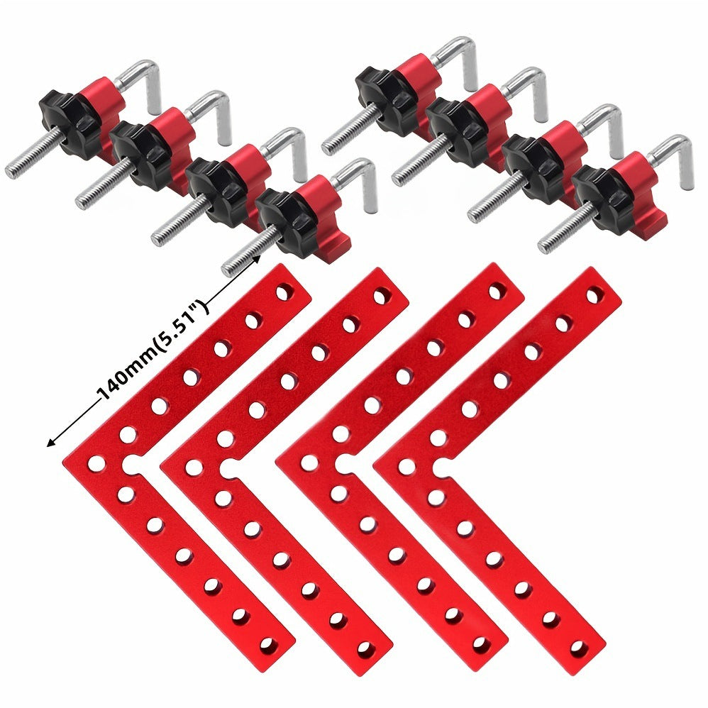 Aluminum 90-Degree Corner Clamp Kit 4-Pack 12-Piece | 120mm 140mm 160mm Woodworking L-Square