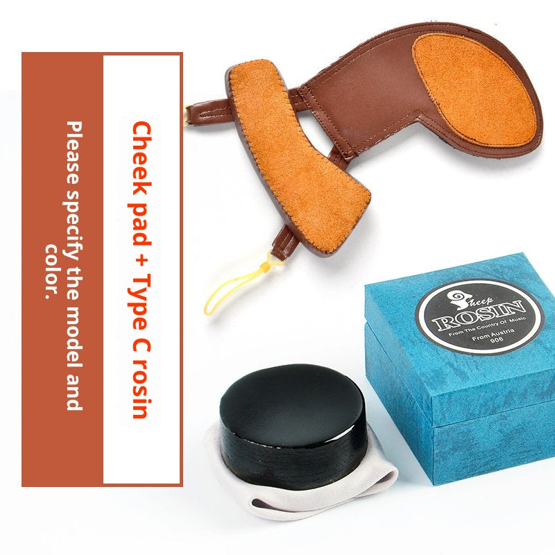 Deinmei Sheepskin Violin Shoulder Pad & Chin Rest Cushion – Breathable, Pressure‑Relieving (4/4 to 1/16, Brown/Black)