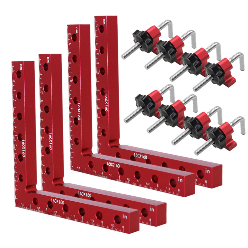 Aluminum 90-Degree Corner Clamp Kit 4-Pack 12-Piece | 120mm 140mm 160mm Woodworking L-Square