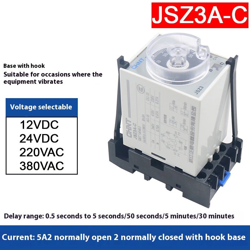 Time Relay JSZ3A Timer Power - on Delay 24VDC 220VAC 380VAC Delay Range 0.05s - 12h - HomeDIYer