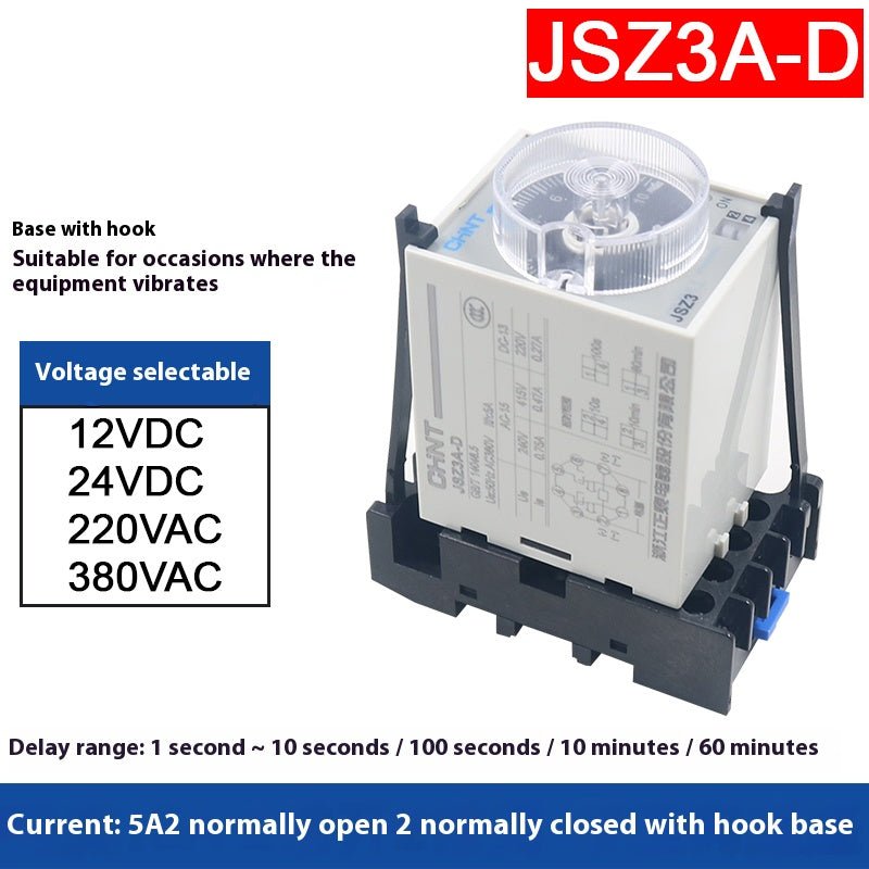 Time Relay JSZ3A Timer Power - on Delay 24VDC 220VAC 380VAC Delay Range 0.05s - 12h - HomeDIYer
