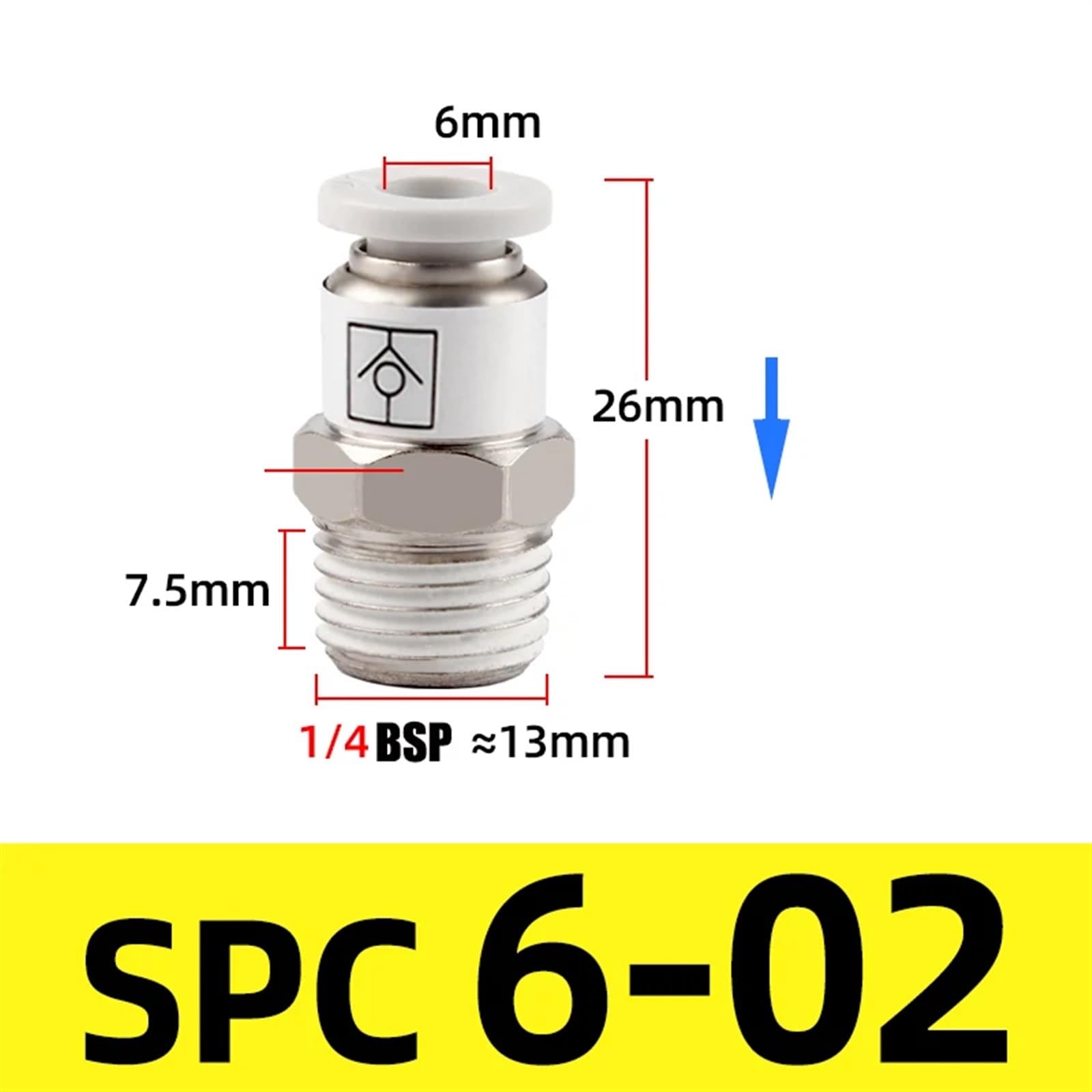 4 - 12mm Pneumatic Check Valve One Way Qucik Fitting Connector - Male Hex Stud - HomeDIYer