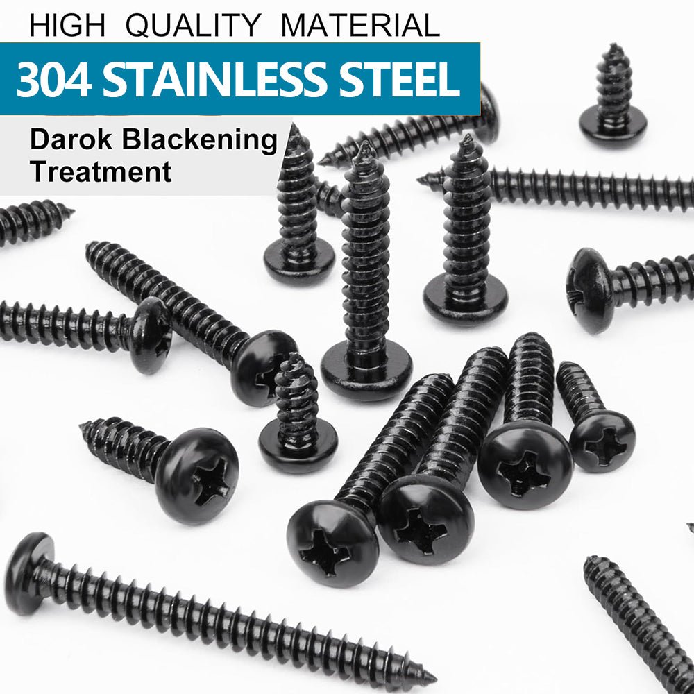 450Pcs Black Phillips Pan Head Sheet Metal Screws Self Tapping Wood Screws Set - HomeDIYer