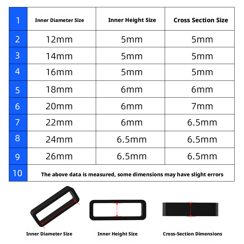 Silicone Watch Band Loop 6pcs – Multi-Size Stretchy Keeper Ring 12–26mm