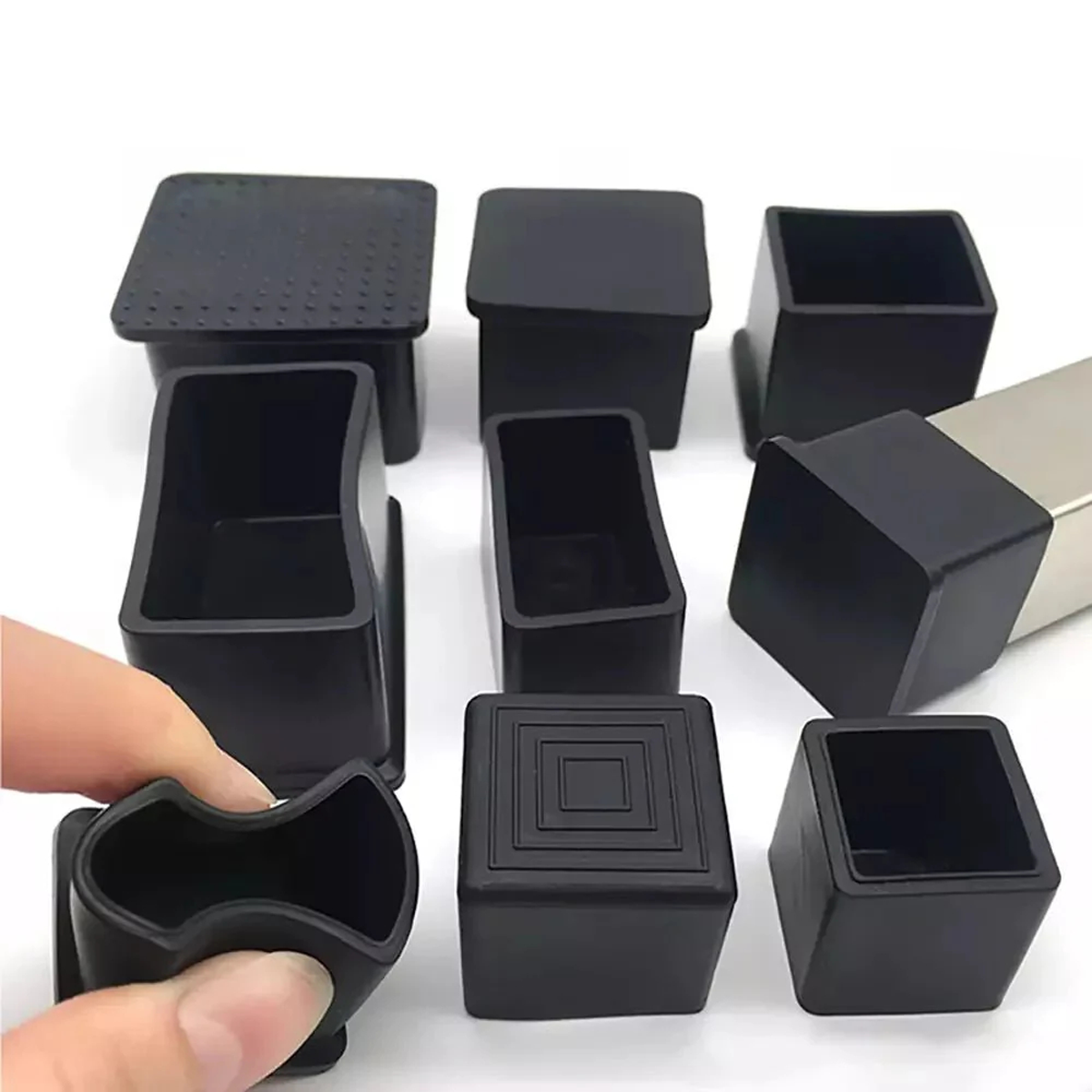 Square Chair Leg Caps Anti-Slip Rubber Chair Tips Table Chair Floor Protectors