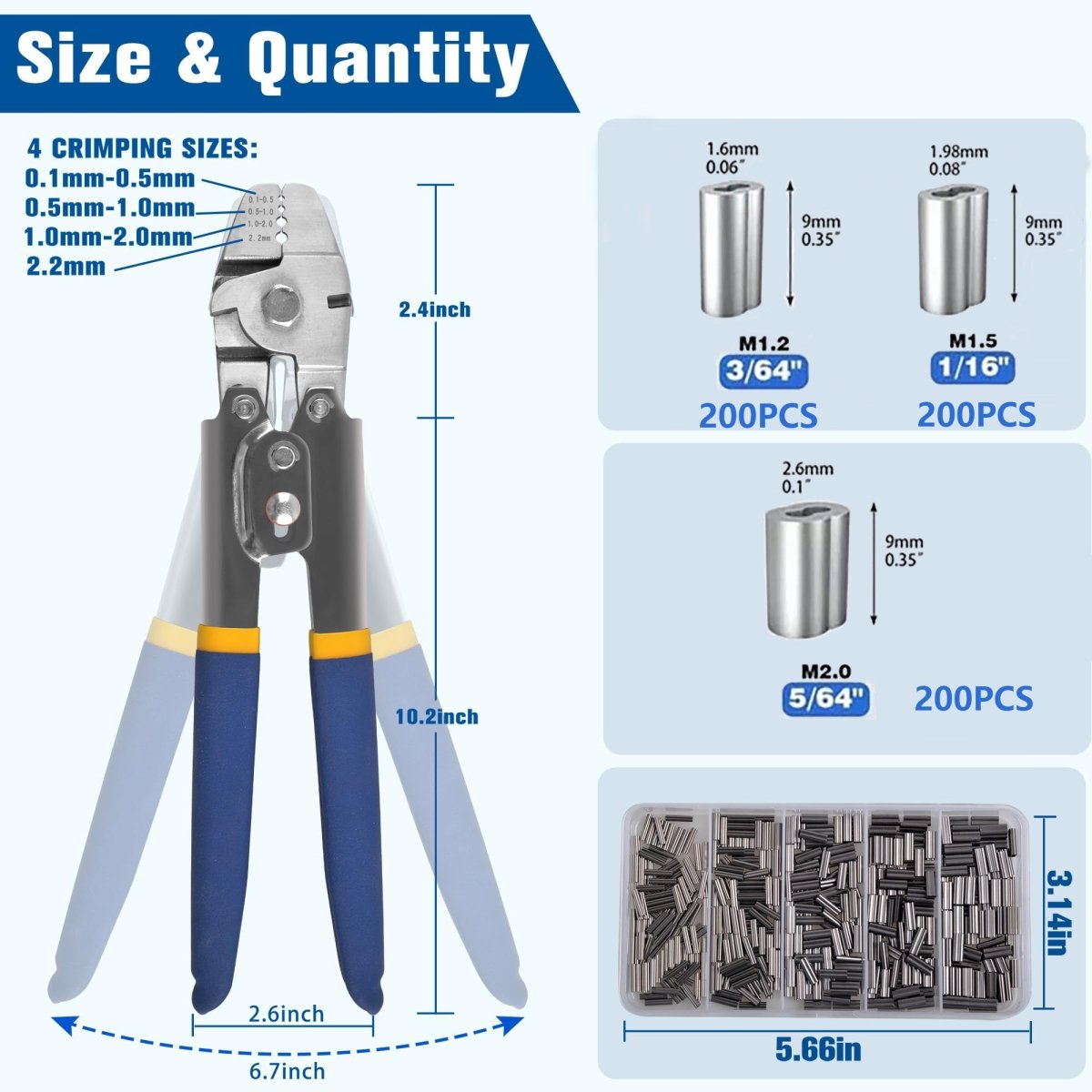 Wire Rope Crimping Swaging Tool Kit for Wire Cable Crimps Aluminum Double Barrel - HomeDIYer