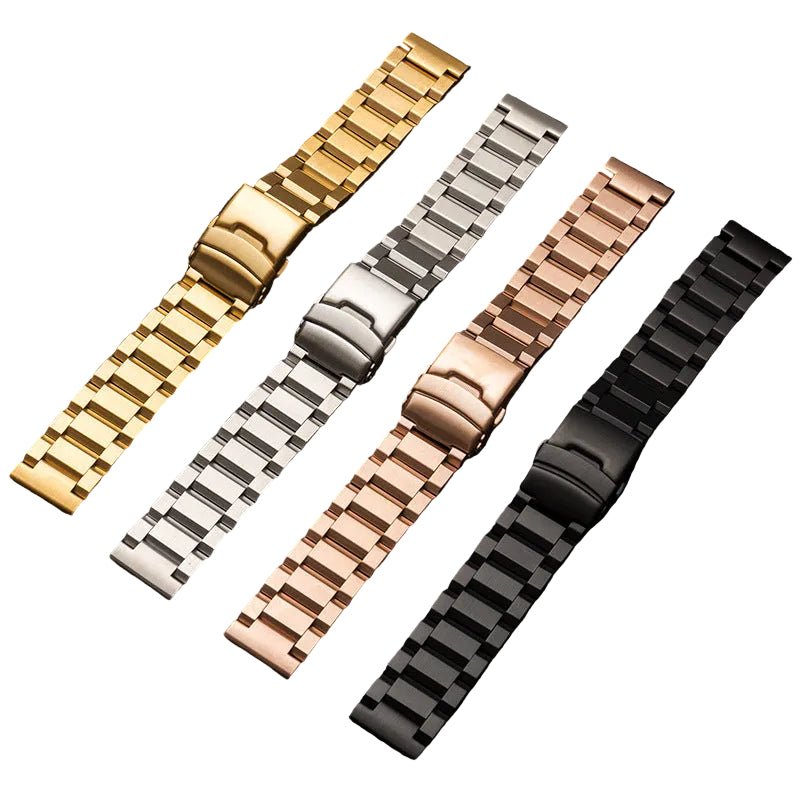 Stainless Steel Watch Band 18–25mm, 4 Colors, Side-Folding Clasp - HomeDIYer