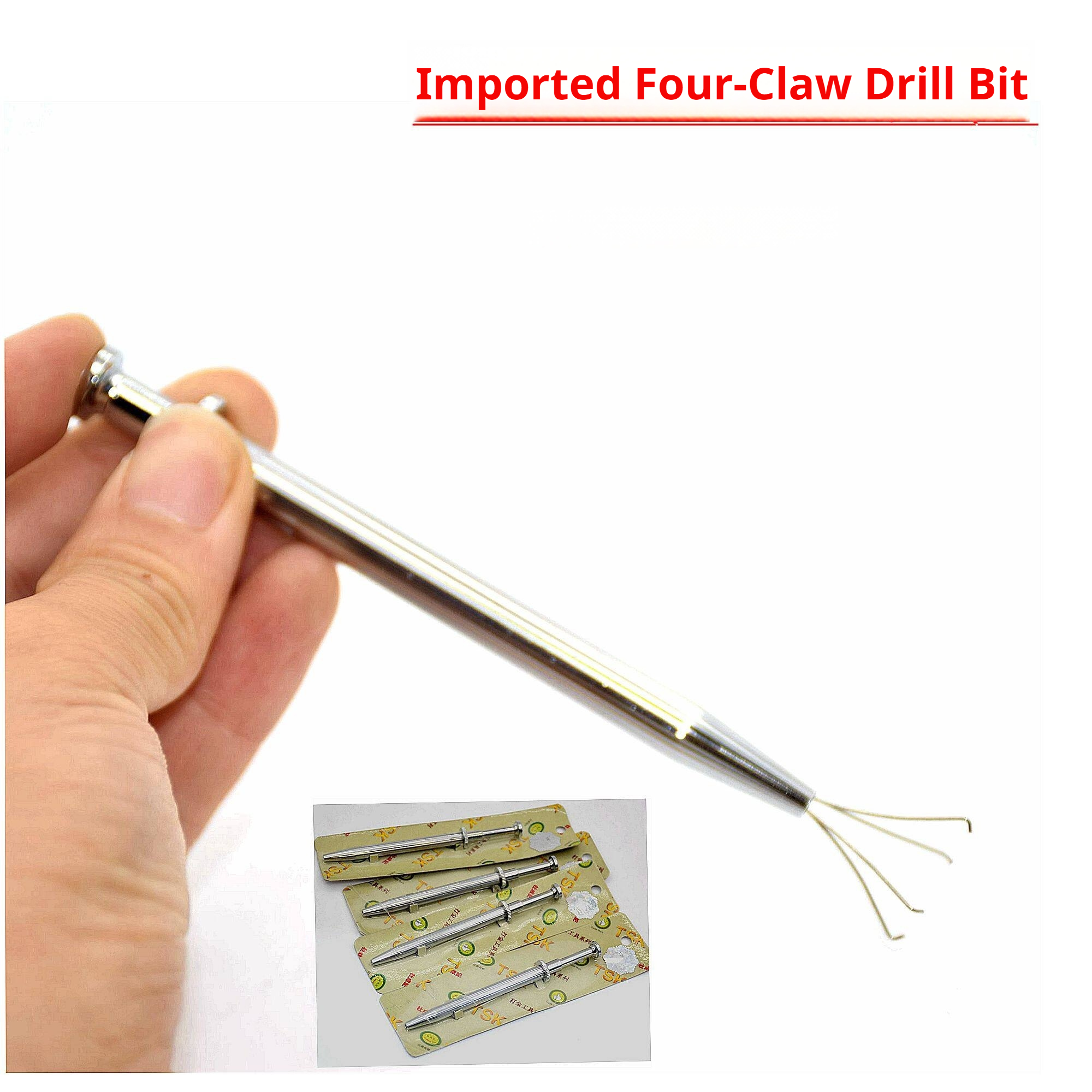 4-Claw Gemstone Picking Tweezers — Long Jewel Grab Tool for Diamonds & Loose Stones