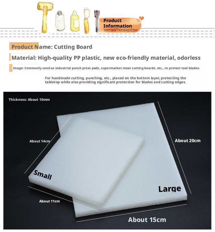 Leather Cutting Pad – 10mm Thick PP Craft Board for Diamond Punch & Cutting (Small 14x11cm / Large 20x15cm)