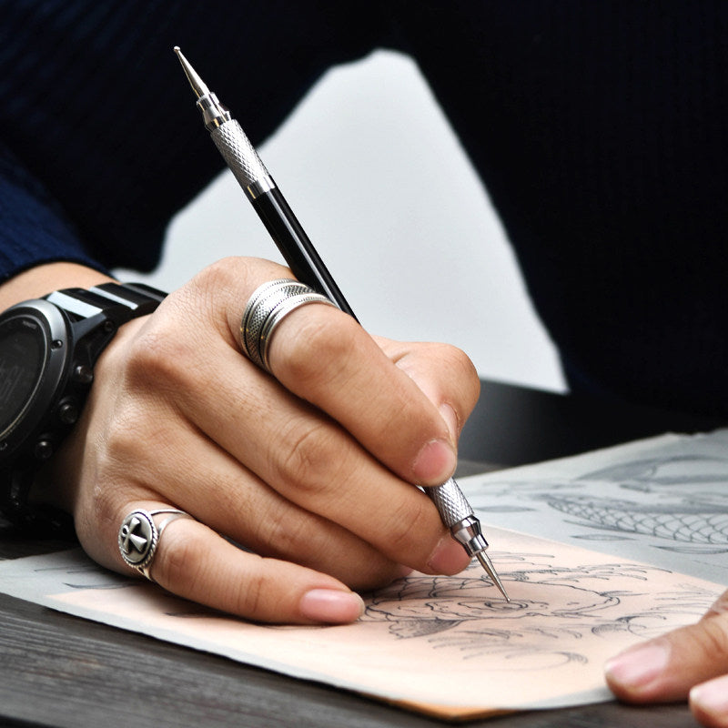 Leather Carving Pen – Double-Sided Tracing Tool with 8 Interchangeable Nibs (0.6-3mm)
