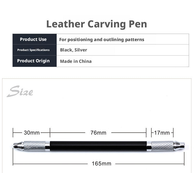 Leather Carving Pen – Double-Sided Tracing Tool with 8 Interchangeable Nibs (0.6-3mm)