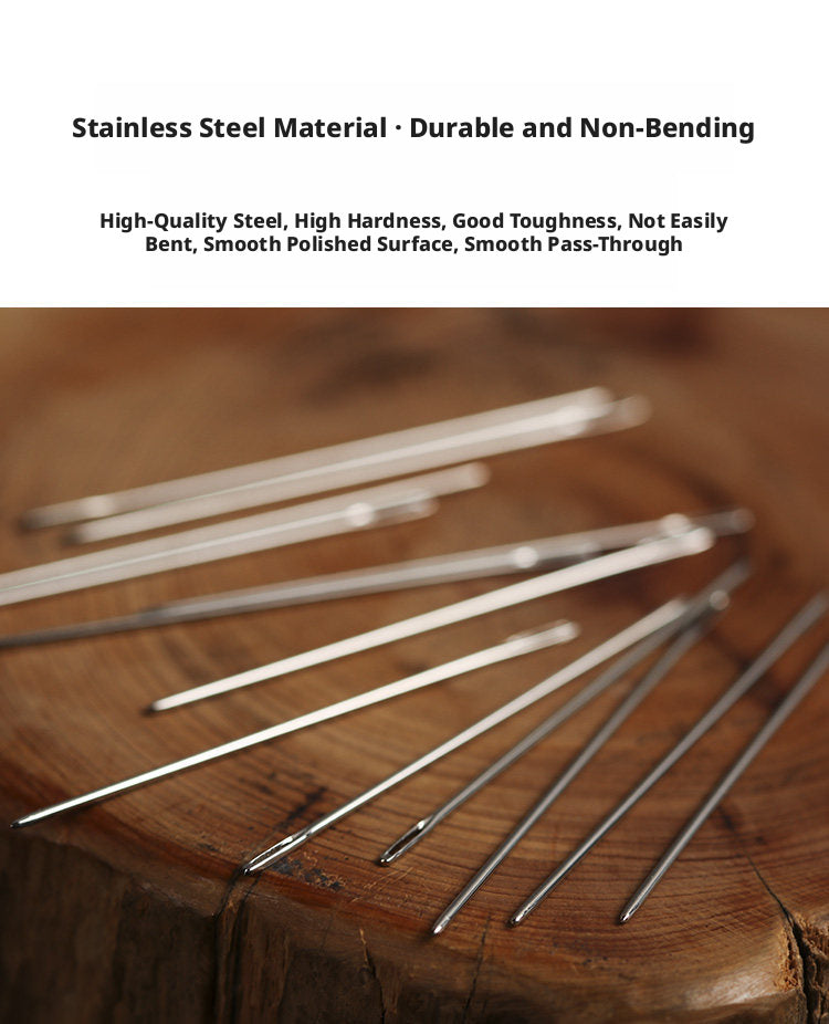 Round Head Hand Sewing Leather Needles – Straight, Curved & Self‑Threading, No.1/No.2, with Decorative Holders