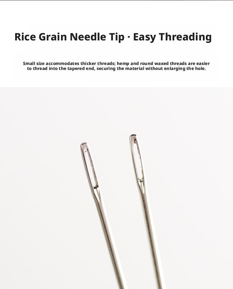 Round Head Hand Sewing Leather Needles – Straight, Curved & Self‑Threading, No.1/No.2, with Decorative Holders