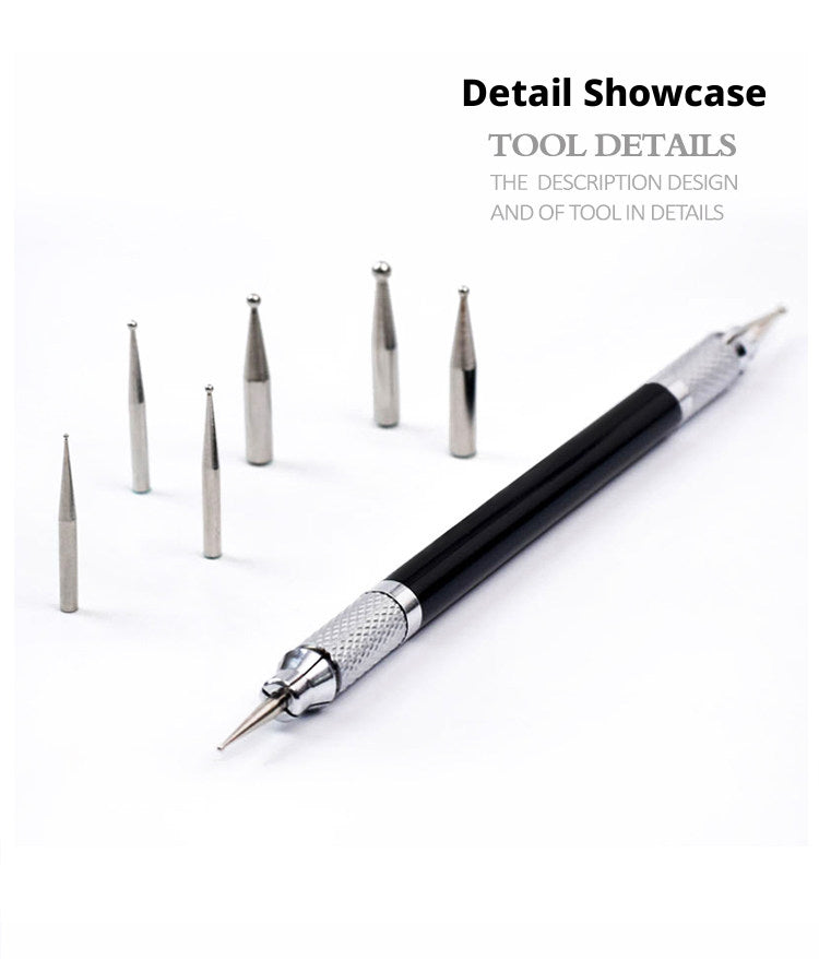 Leather Carving Pen – Double-Sided Tracing Tool with 8 Interchangeable Nibs (0.6-3mm)