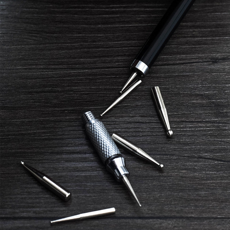 Leather Carving Pen – Double-Sided Tracing Tool with 8 Interchangeable Nibs (0.6-3mm)