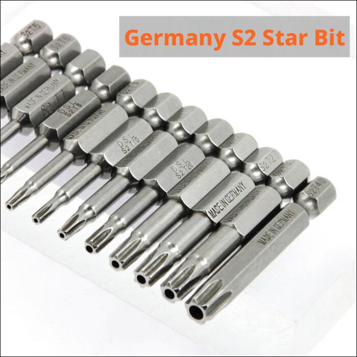 S2 Steel Torx Power Bit Set – T6, T7, T8, T9, T10, T15, T20, T25, T27, T30 Star Bits for Pneumatic & Electric Screwdrivers - HomeDIYer