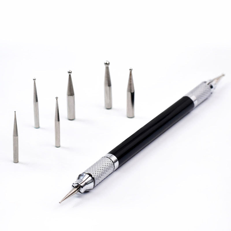 Leather Carving Pen – Double-Sided Tracing Tool with 8 Interchangeable Nibs (0.6-3mm)