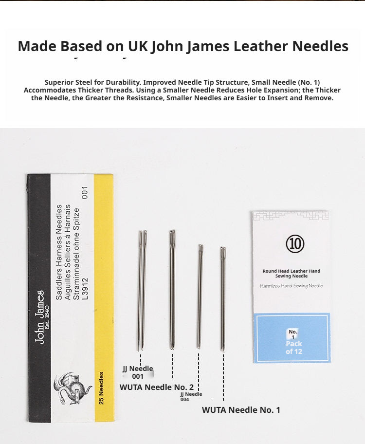 Round Head Hand Sewing Leather Needles – Straight, Curved & Self‑Threading, No.1/No.2, with Decorative Holders