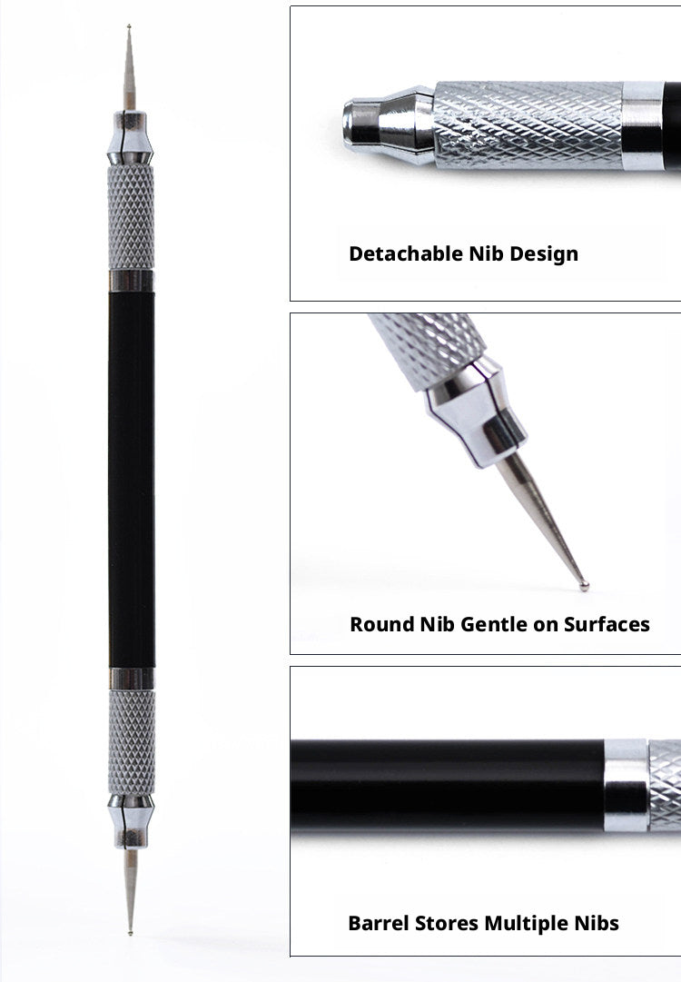 Leather Carving Pen – Double-Sided Tracing Tool with 8 Interchangeable Nibs (0.6-3mm)