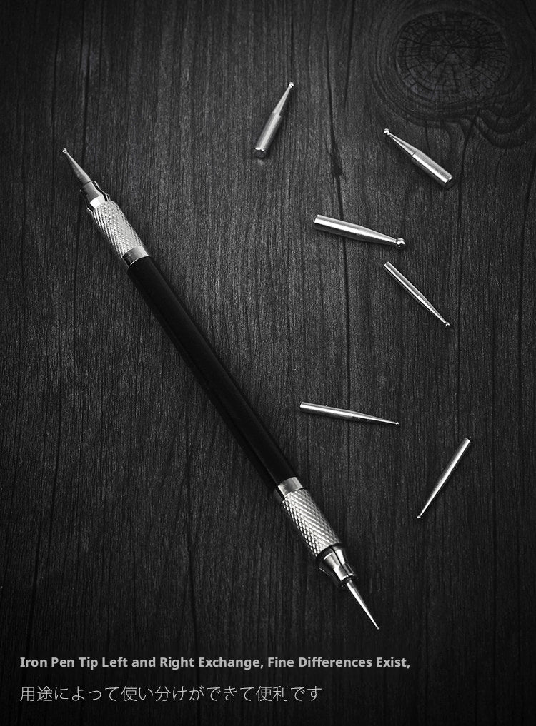 Leather Carving Pen – Double-Sided Tracing Tool with 8 Interchangeable Nibs (0.6-3mm)