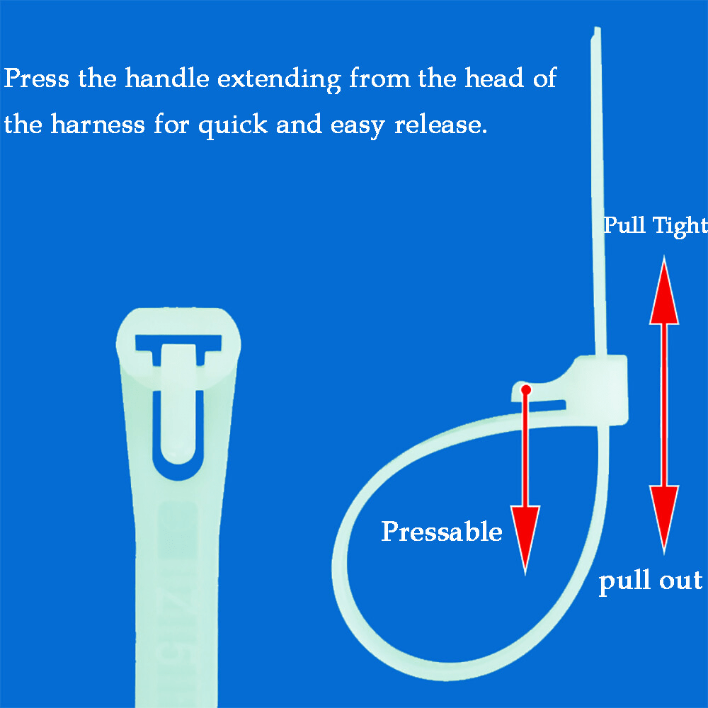 Coloured Cable Ties Detachable And Reusable Nylon Zip Ties Length 150mm To 450mm - HomeDIYer