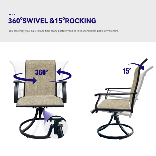 Swivel Dining Chairs Set of 2, Outdoor Swivel Breathable Textilene Patio Chairs Lawn Chairs for Front Porch Backyard Deck - HomeDIYer