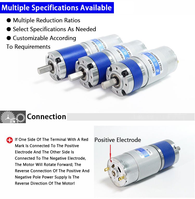 DC12V 24V CM36 - 555 Planetary Gear Motor Speed Reducing Geared Motor Large Torque - HomeDIYer