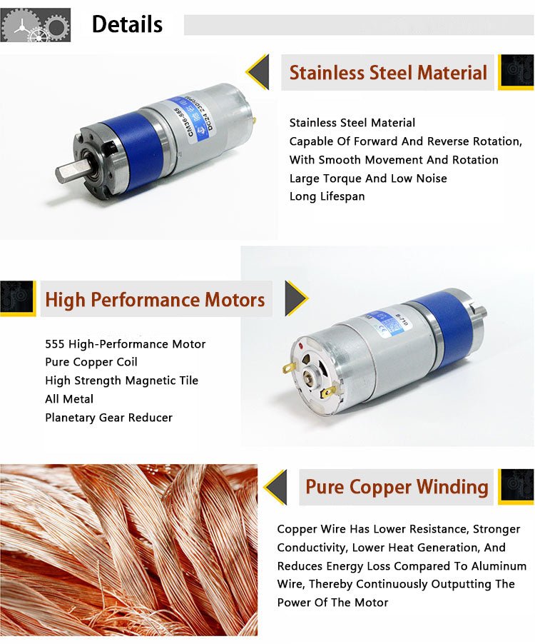 DC12V 24V CM36 - 555 Planetary Gear Motor Speed Reducing Geared Motor Large Torque - HomeDIYer