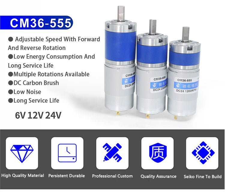 DC12V 24V CM36 - 555 Planetary Gear Motor Speed Reducing Geared Motor Large Torque - HomeDIYer