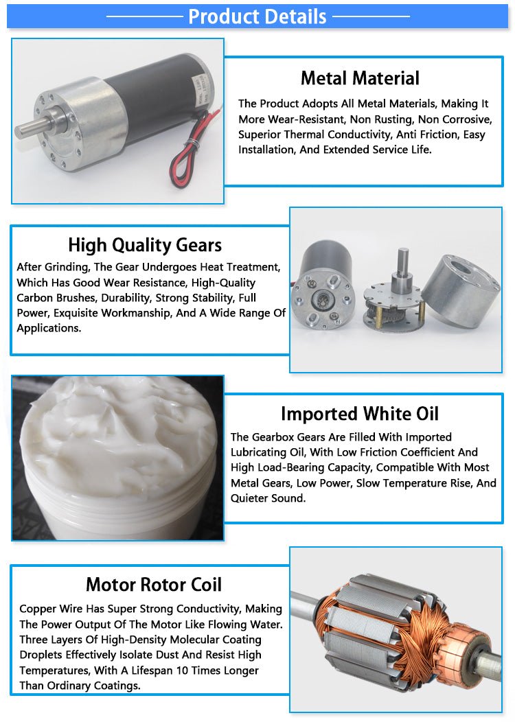 DC12V 24V 16RPM - 1270RPM JGB37 - 31ZY Turbo Worm Gearbox Speed Reduction Gear Motor - HomeDIYer