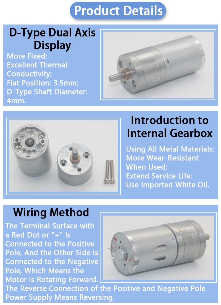 DC6V - 24V 16 - 1360RPM JGA25 - 370 Speed Reduction Motor With Metal Gear High Torque - HomeDIYer