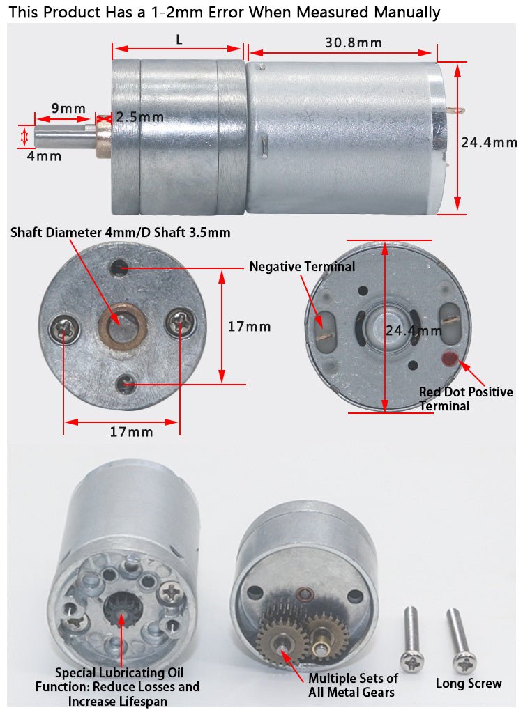 DC6V - 24V 16 - 1360RPM JGA25 - 370 Speed Reduction Motor With Metal Gear High Torque - HomeDIYer