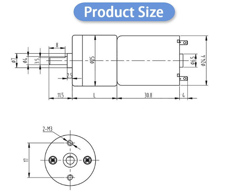 DC6V - 24V 16 - 1360RPM JGA25 - 370 Speed Reduction Motor With Metal Gear High Torque - HomeDIYer